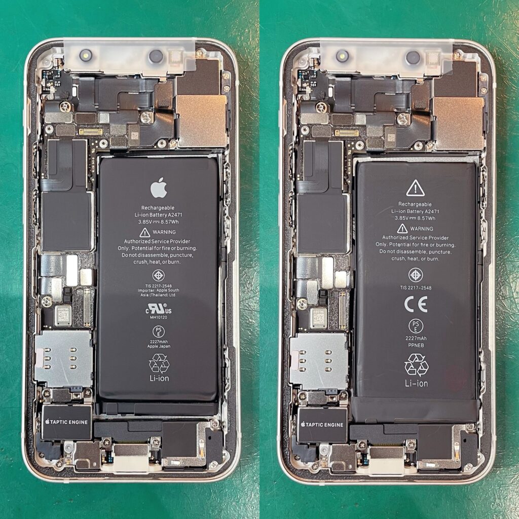 iPhone12miniのバッテリー交換Before After