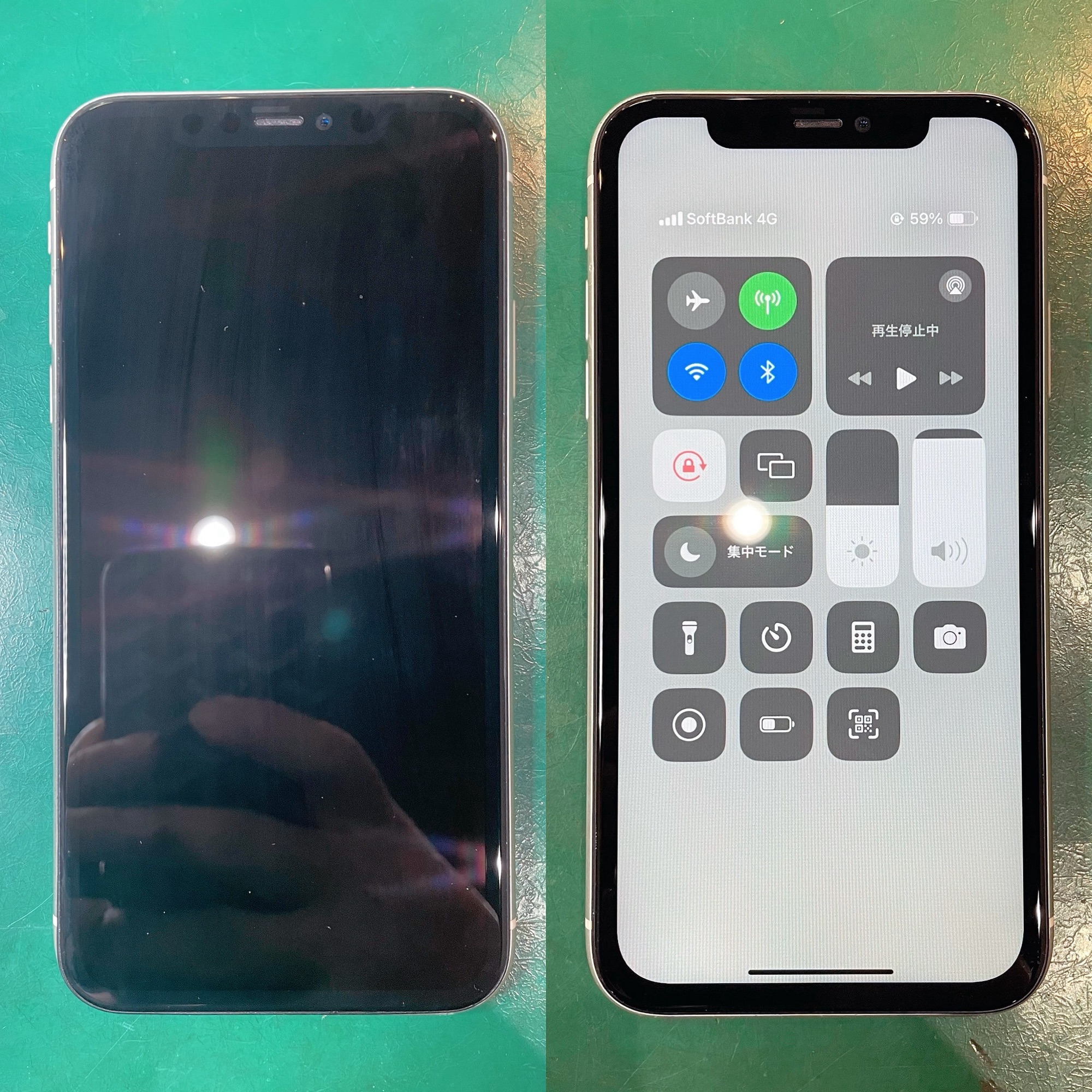 iPhone11の液晶表示不良修理 Before After